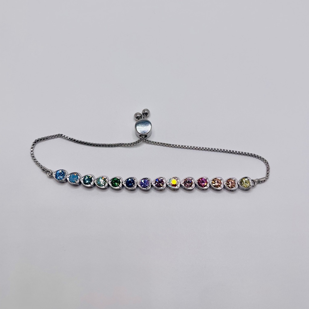 Genuine White Gold Vermeil Swarovski Crystal Bolo Bracelet, Gift for her - Picture 4 of 4